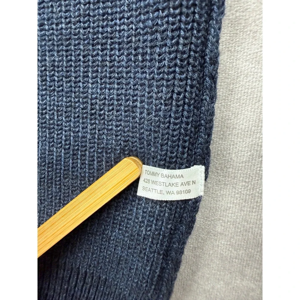 Tommy Bahama Mens XL Navy Blue Pima Cotton Diamond Knit 1/4 Zip Mock Sweater